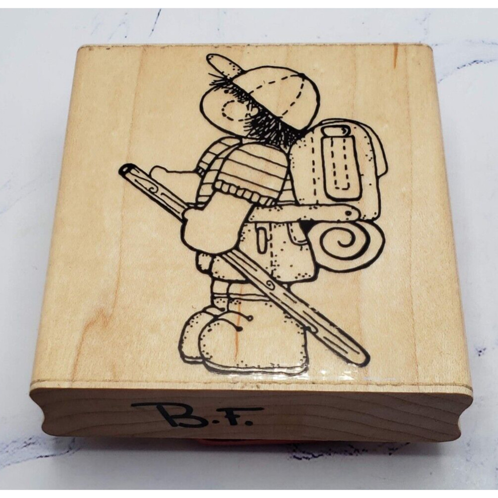 D.O.T.S. The Big Hike Q209 Boy Hiker Explorer Wood Mounted Rubber Stamp